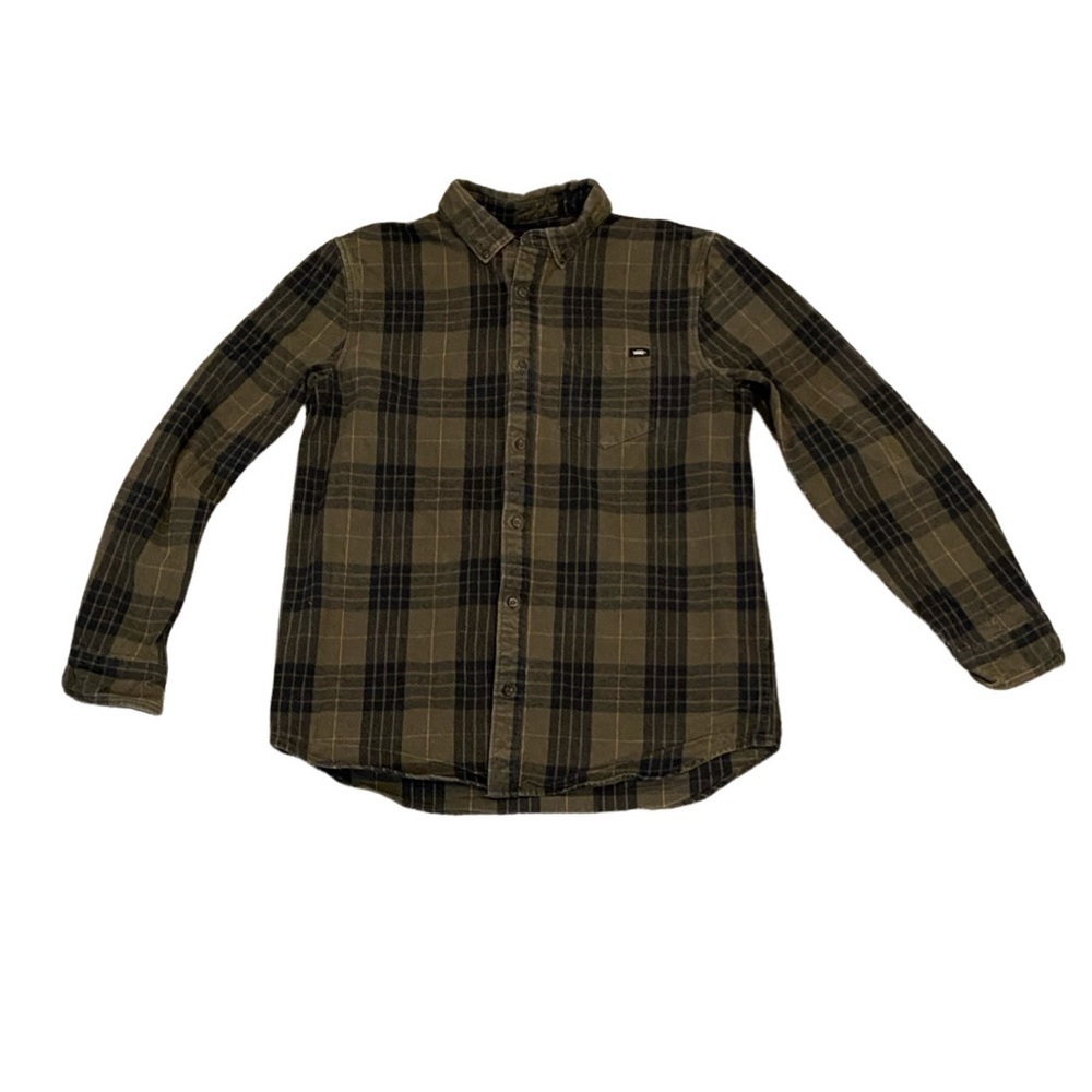 Vans Button Down Flannel. Size M. Olive and Dark Gray.